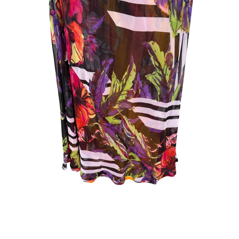 Kenzie Reversible Maxi Dress 18W Scoop Neck Floral Boho Hippie Tropical Red - Picture 5 of 11